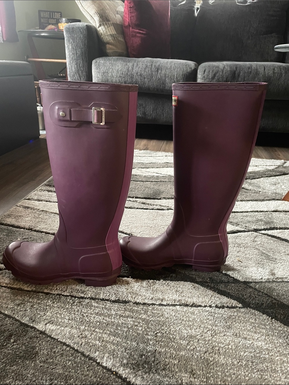 Hunter Tall Waterproof Rain Boots in Plum - Picture 3 of 8